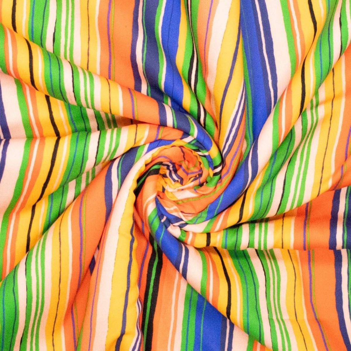Viskose Twill - bunte Streifen Viskose Twill - bunte Streifen