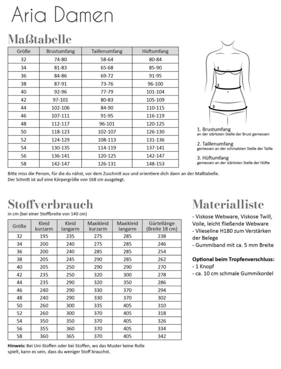 Kleid "Aria" mit Bindegürtel von Fadenkäfer - Papierschnittmuster Kleid "Aria" mit Bindegürtel von Fadenkäfer - Papierschnittmuster