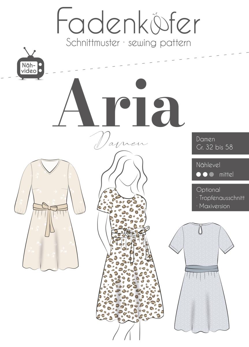 Kleid "Aria" mit Bindegürtel von Fadenkäfer - Papierschnittmuster