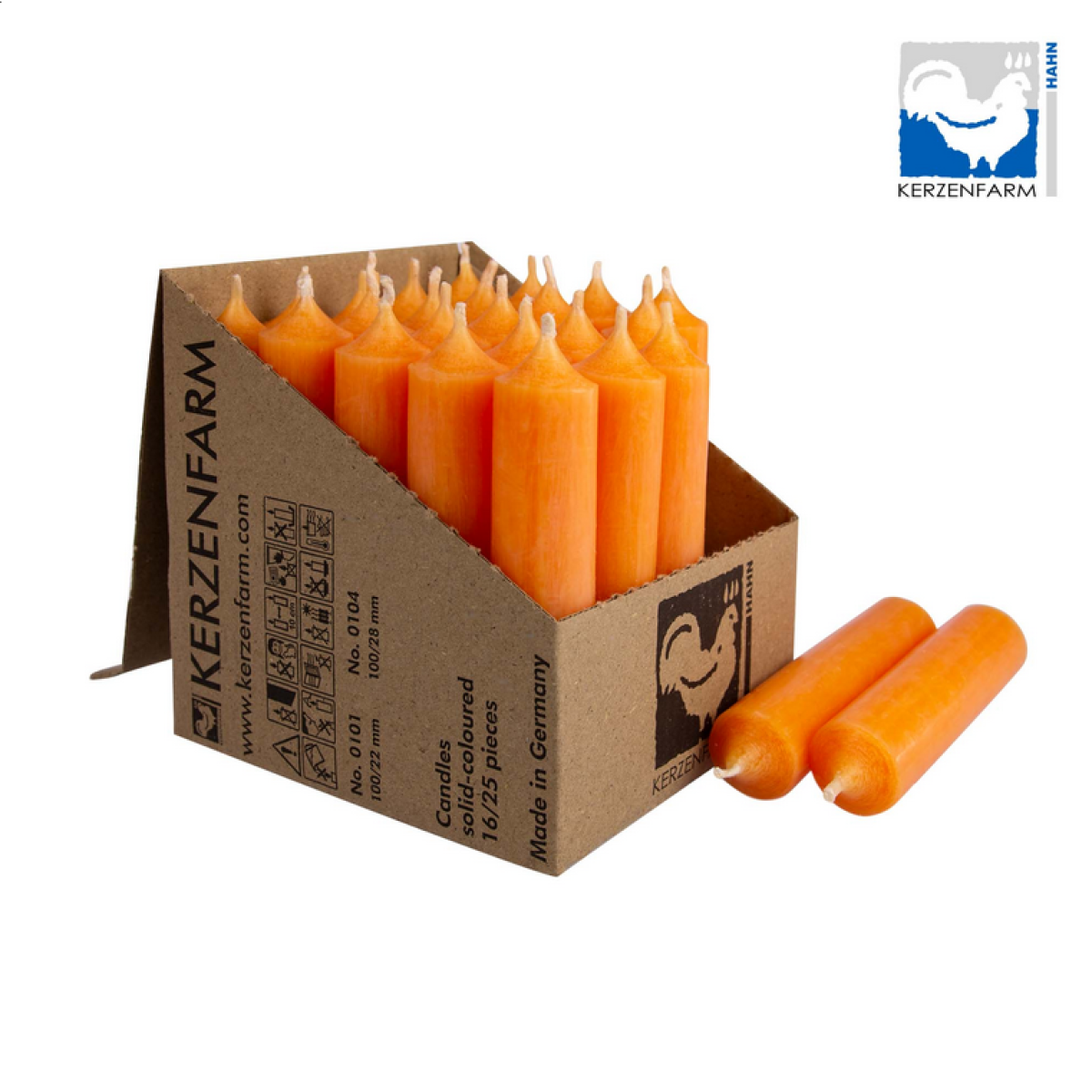 Stabkerze - mandarine 10cm lang - 22mm Durchmesser Stabkerze - mandarine 10cm lang - 22mm Durchmesser