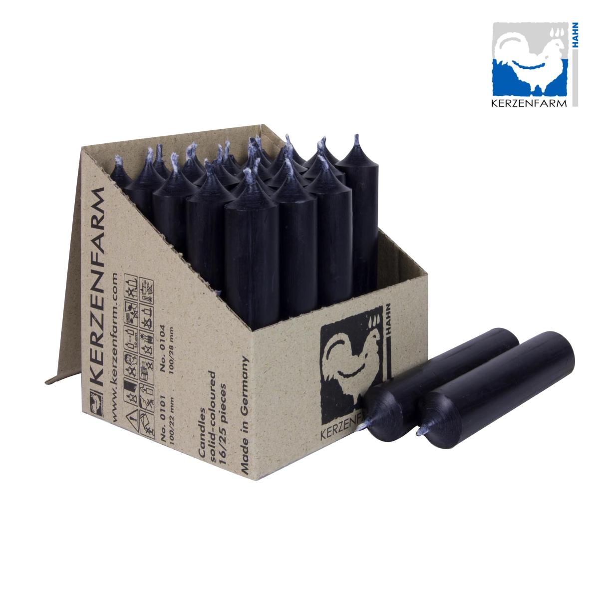 Stabkerze - schwarz 10cm lang - 22mm Durchmesser Stabkerze - schwarz 10cm lang - 22mm Durchmesser