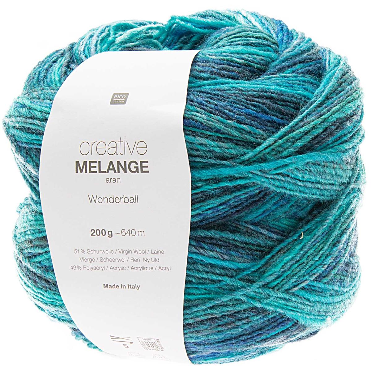 Rico Design Creative Melange aran Wonderball 200g 640m aqua mix