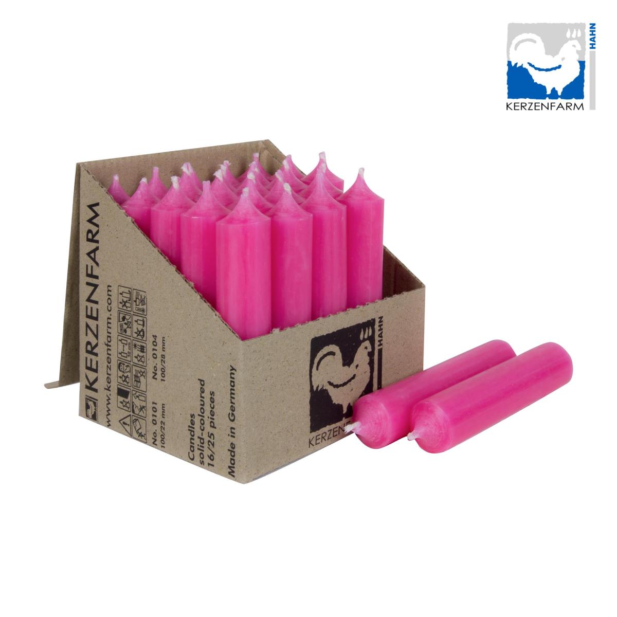 Stabkerze - pink 10cm lang - 22mm Durchmesser