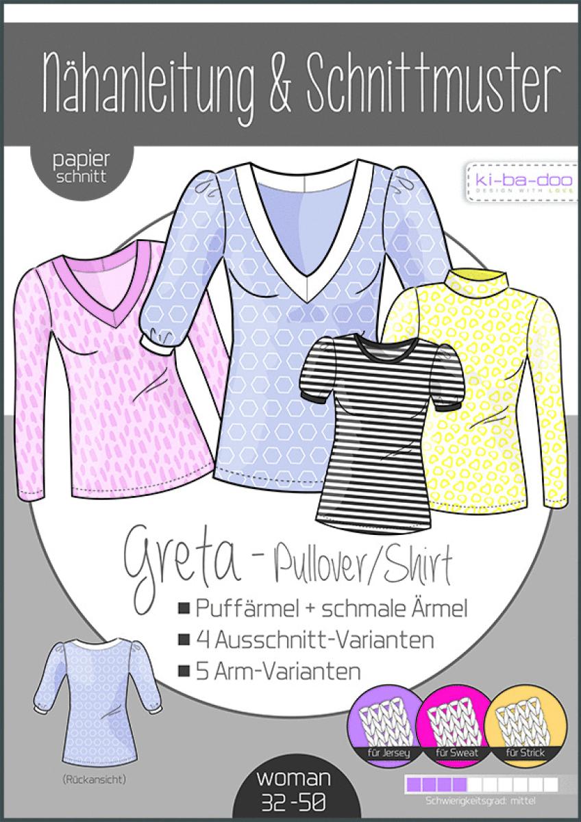 Pullover / Shirt "Greta" - von ki-ba-doo Papierschnittmuster Pullover / Shirt "Greta" - von ki-ba-doo Papierschnittmuster