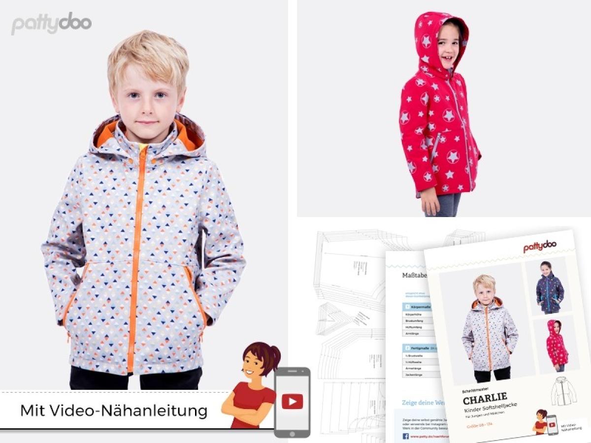 Softshell Jacke für Kinder, Schnittmsuster Charlie Softshell Jacke für Kinder, Schnittmsuster Charlie