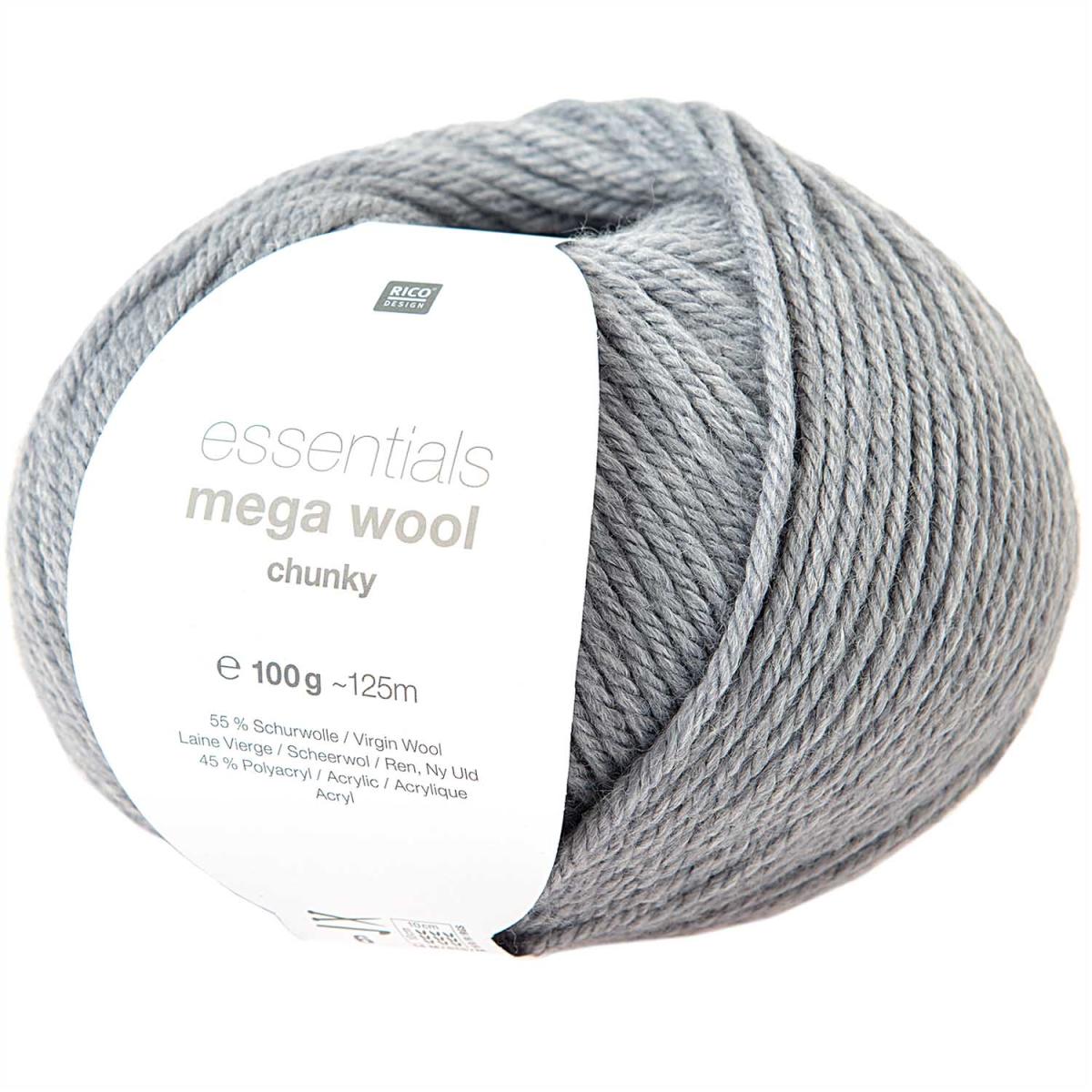 Rico Design Essentials Mega Wool chunky 100g 125m hellgrau Rico Design Essentials Mega Wool chunky 100g 125m hellgrau