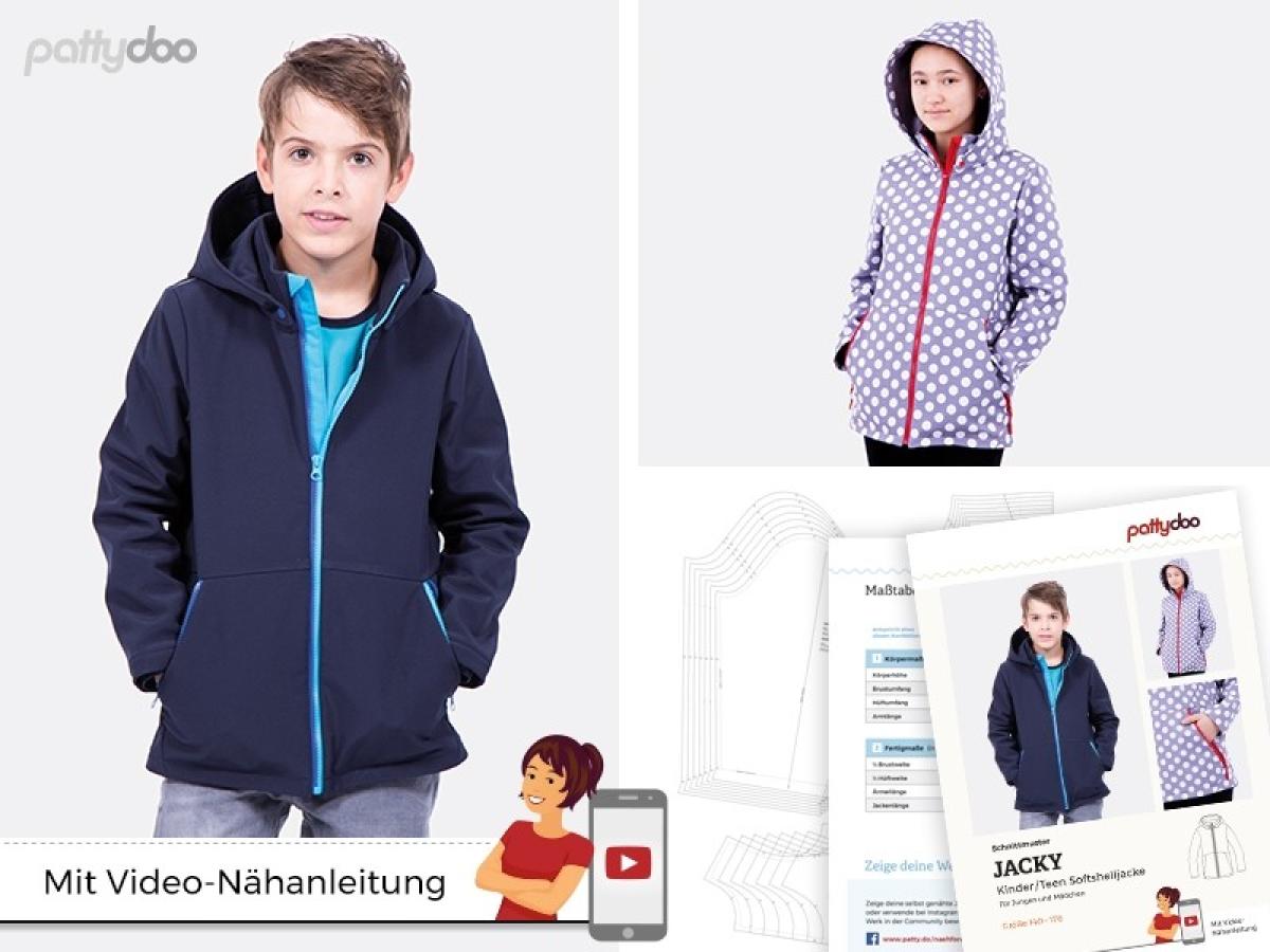 Softshell Jacke für Kinder, Schnittmsuster Jacky Softshell Jacke für Kinder, Schnittmsuster Jacky