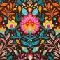 Preview: Detailaufnahme des floralen Canvasstoffs von Claire's Creative Forest