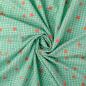 Preview: Baumwoll Voile kariert mint mit gestickten Herzen in Koralle