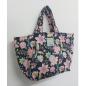 Preview: Genähte Tasche aus dunkelblauem Canvas Stoff mit Blumen- und Paisley-Muster