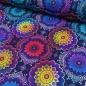 Preview: Canvas Stoff mit buntem Mandala-Muster auf lila Hintergrund