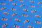 Preview: Hilco French Terry "X-mas-Trio" - blau Panel 115cm
