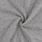 Preview: Musselin drapiert Schimmer silbergrau mit schwarzen Punkten