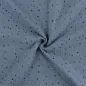Preview: Musselin drapiert Schimmer rauchblau mit schwarzen Punkten