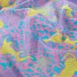 Preview: Baumwoll Voile mit Panther Muster in Flieder und pink