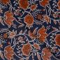 Preview: Baumwoll Voile dunkelblau mit rostorangem Blumenmuster