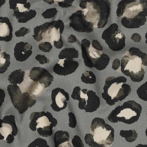 Robuster Dekostoff mit grauem Leo Print