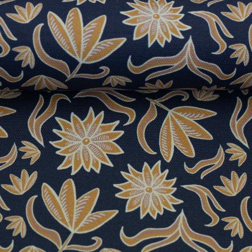 Canvas Retro Flowers von Emjo Design - dunkelblau
