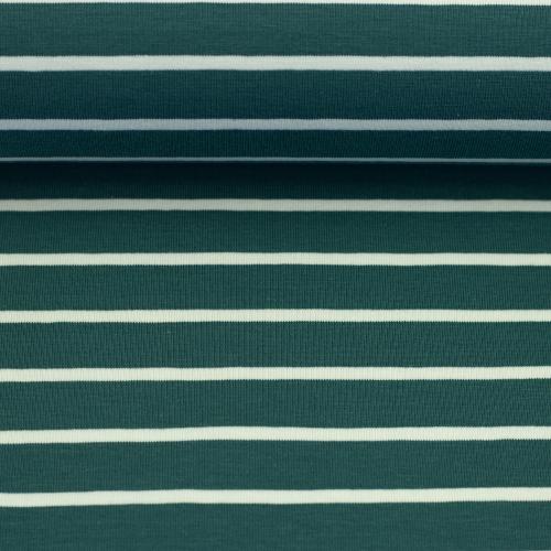 Baumwolljersey ISA petrol gestreift von Swafing – elastischer Jersey Stoff Meterware