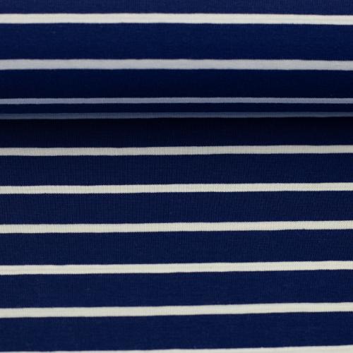 Baumwolljersey ISA blau gestreift von Swafing – elastischer Jersey Stoff Meterware