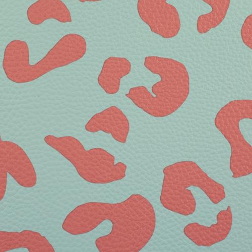 Kunstleder Leo Optik in mint und apricot  Detailansicht