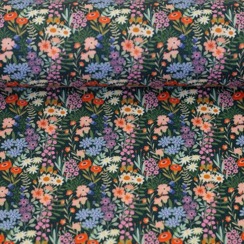 Canvasstoff Wildblumen dunkelgrün aus der Kollektion Secrets of Summer von Swafing