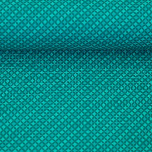 Canvasstoff mit geometrischem Muster in Türkis aus der Kollektion Secrets of Summer von Swafing