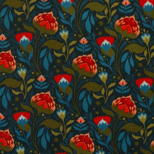 Detailaufnahme des floralen Canvasstoffs von Claire's Creative Forest