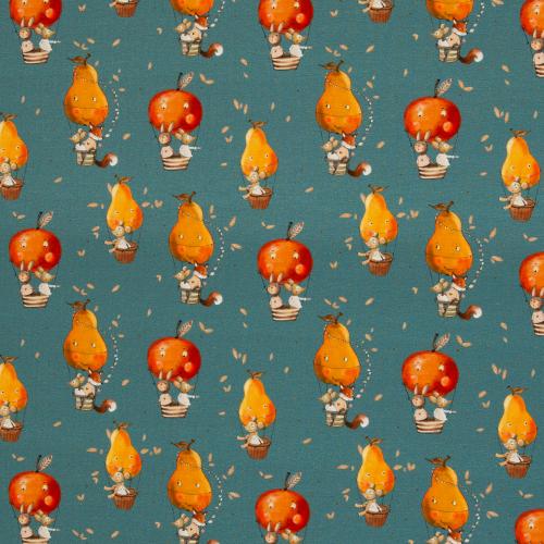 French Terry "Little Fox & Friends" petrol Swafing Christiane Zielinski