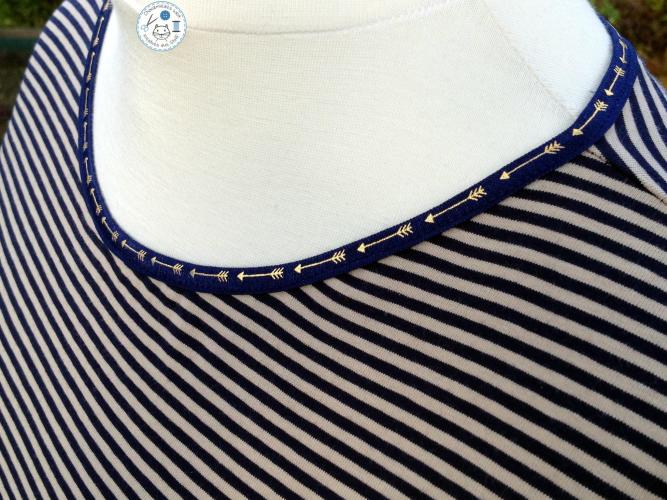 Elastisches Einfassband - blau mit weißen Anker