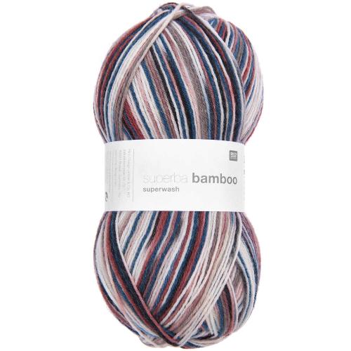 Sockenwolle Rico Design Superba Bamboo superwash 100g 420m petrol-rot