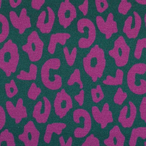 Leo Muster auf Petrol Rosa Baumwolljersey Stoff – Designerstoff von Swafing Cherry Picking