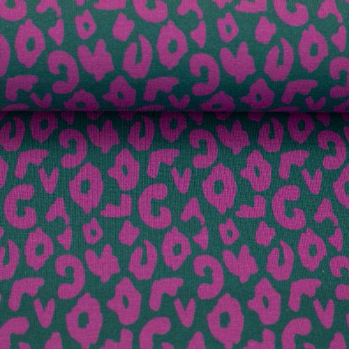 Designer Baumwolljersey mit Leo Print in Petrol Rosa von Swafing – Jersey Stoff zum Nähen