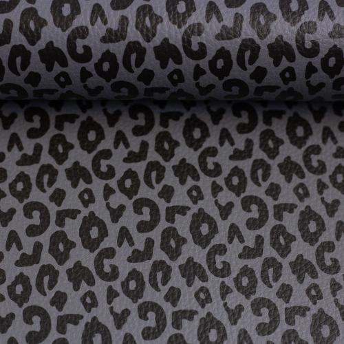 Kunstleder Leo Brush Wild Schwarz Grau by Cherry Picking
