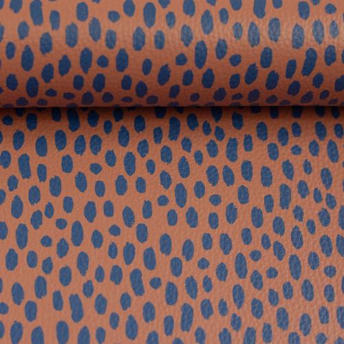 Kunstleder Brush Wild Braun Blau by Cherry Picking