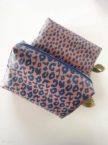 Brush Wild Kunstleder Kosmetiktasche Leo Braun Blau