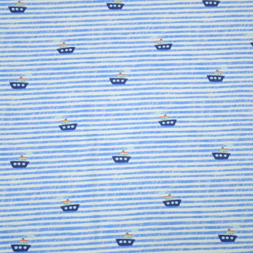 Hilco Jersey "Sea life" Boote und Streifen, maritim