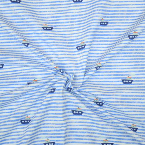 Hilco Jersey "Sea life" Boote und Streifen, maritim