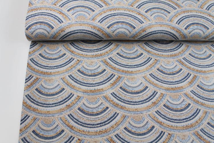 Jersey "Wellen" Ethno blau, beige
