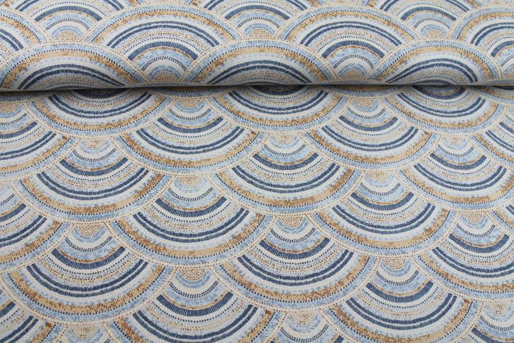 Jersey "Wellen" Ethno blau, beige