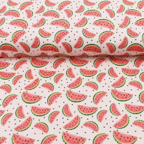 Gerippter Jersey mit kleinen Melonen in der Detailansicht