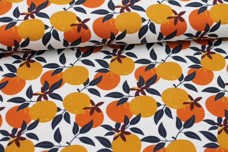 Jersey „Orangen" ecru Obst Orangenbaum