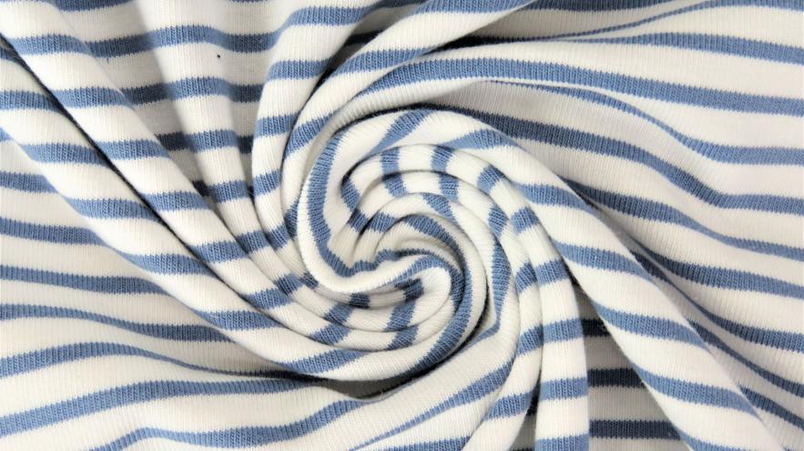 Jersey "schmale Streifen" weiß / jeansblau