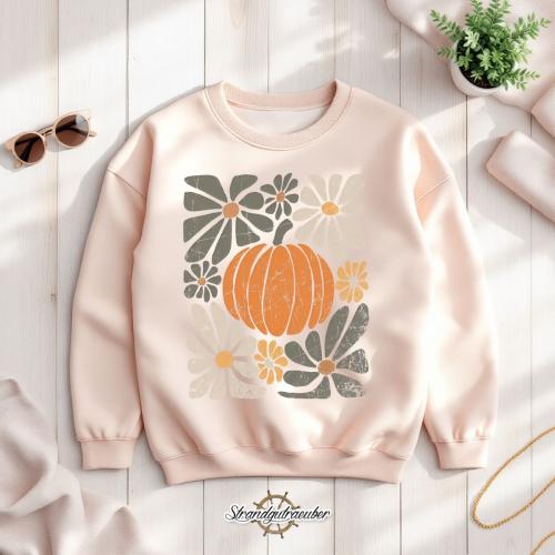 Buegelbild Kürbis mit Blumen