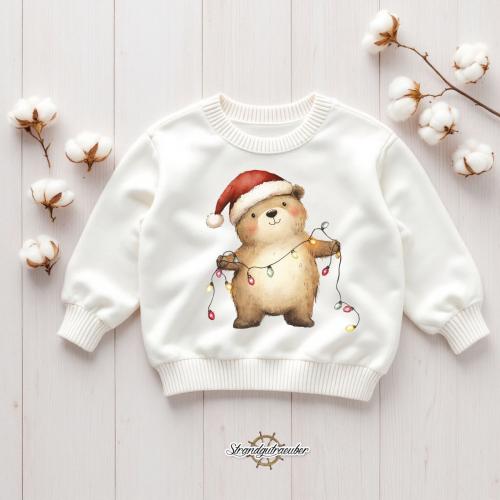 Buegelbild Bär mit Lichterkette