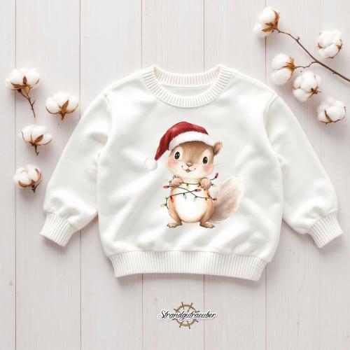 Buegelbild Eichhörnchen mit Lichterkette