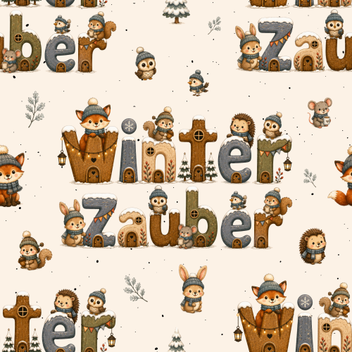 Winterzauber Waldtiere Bio Jersey und Bio French Terry – Strandgutraeuber Eigenproduktion
