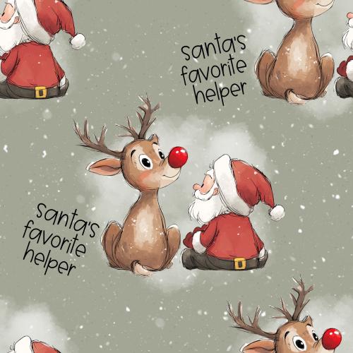Weihnachtsmanns kleiner Helfer Bio Jersey & French Terry – Santa Clause und Rudolph