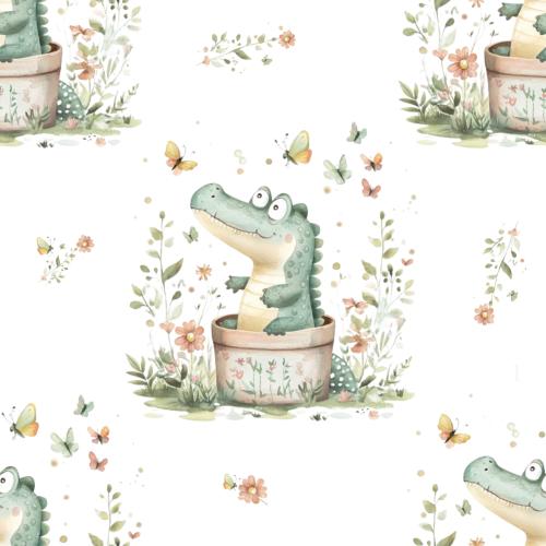 Kroki, das Krokodil (weiß) - Bio Jersey / Bio French Terry - Vorbestellung!!!