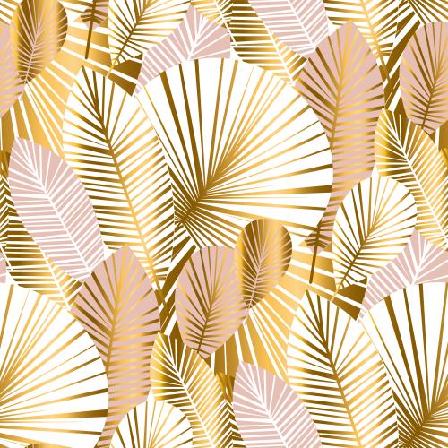 Golden Sun Bio Jersey und Bio French Terry mit Palmenwedeln in Gold Honig und Rosé